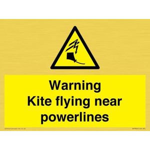 Waarschuwing vlieger vliegen in de buurt van powerlines teken - 200x150mm - A5L