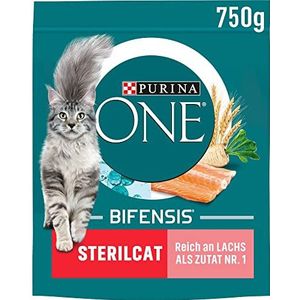 Nestlé PURINA ONE BIFENSIS STERILCAT Kattenvoer droog voor gesteriliseerde katten, rijk aan zalm, verpakking van 6 (6 x 750 g)