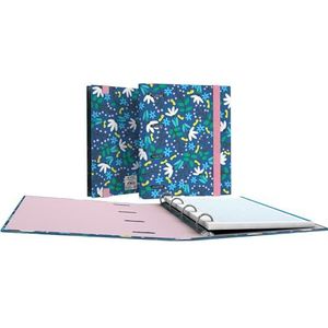 Grafoplás Ordner met 4 ringen, A5, map Elena Corredoira Garden, inclusief geruit, 5 x 5 rand, kleur 90 g, scheidingsbladen, omslag, 4 ronde ringen van 25 mm, ergonomisch gebogen rug