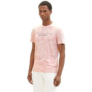 TOM TAILOR Heren 1036373 T-shirt, 31802-Pink Tonal Big Leaf Design, L, 31802 - Pink Tonal Big Leaf Design, L