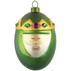 Alessi Handversierd geblazen ontwerp Wise Man Melchior kerstbal, groen, 8,5 x 8,5 x 12 cm