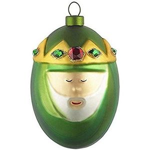 Alessi Handversierd geblazen ontwerp Wise Man Melchior kerstbal, groen, 8,5 x 8,5 x 12 cm