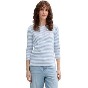 TOM TAILOR T-shirt voor dames, 37375 - Flawless Blue Regular Stripe, XL