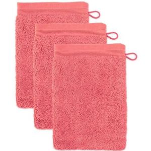 Möve Superwuschel Washandje, 15 x 20 cm, van 100% katoen, koraal, 3-delige set