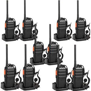 Retevis RT24 Professionele Portofoons met Headset PMR446 Vergunningsvrije Walkie Talkies 16 Kanalen CTCSS/DCS VOX Oplaadbaar Walkie Talkies met EU-stekker Laadstation en Lithium-ionbatterij (10 Stuks, Zwart)