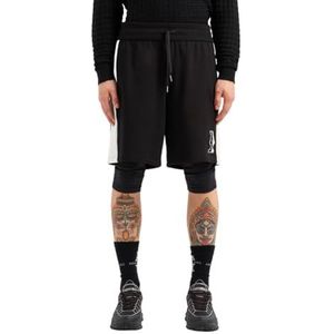 Armani Exchange Heren katoenen French Terry sweatshort met Stacked Ax Logo Shorts, zwart/gebroken wit, L