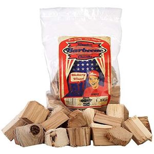 Axtschlag Hickory Rookblokken, 1500 g, XXL verpakking, raszuivere vuistgrote houten chunks voor het roken en roken gedurende langere tijd, geschikt voor alle barbecues