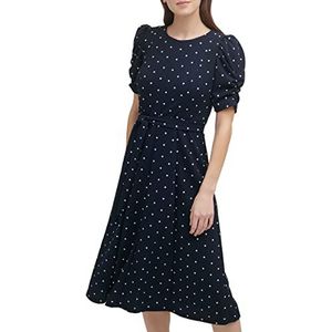DKNY vrouwen – moederschap KNOT SLEEVE MIDI SHIRT DRESS jurk, Zwart/Zwart Slvr, 42