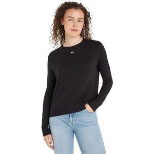 Tommy Hilfiger Dames Tjw Essential Crew Neck Sweater Pullover, Zwarte Melange, M