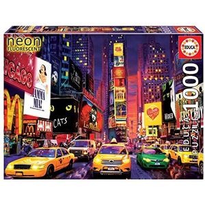 Educa - 1000-delige puzzel voor volwassenen, die oplicht in het donker, Times Square New York, inclusief zelfklevende Fix-puzzel, vanaf 14 jaar (18499)