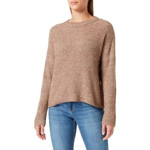 Bestseller A/S Dames VMMILI LS O-hals GA Boo trui, Brown Lentil/Detail:W. Melange, S, Brown Lentil/Detail:w. Melange, S