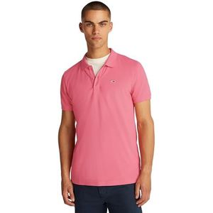 Tommy Jeans TJM Slim Placket Polo EXT DM0DM18312 S/S Polo, Roze (Preppy Roze), 3XL, Roze (Preppy Pink), 3XL grote maten