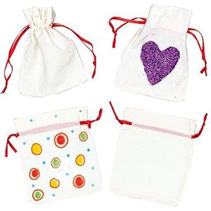 Baker Ross EF564 kleine stoffen zak met treksluiting voor kinderen om te beschilderen-als cadeau-idee (6 stuks)