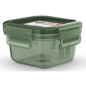 Emsa N11705 Clip & Close Eco vershouddoos | 0,2 liter | vierkant | 100% dicht/hygiënisch/veilig | geschikt voor magnetron | vriezer | BPA-vrij | made in Germany | groen