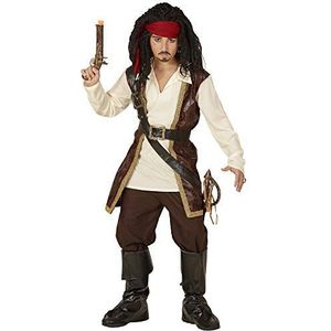 Widmann - Kinderkostuum piraat van het Caribisch gebied, bovendeel met overhemd, broek, riem, schouderriem voor zwaard, hoofdband, schoenovertrekken, Halloween, carnaval