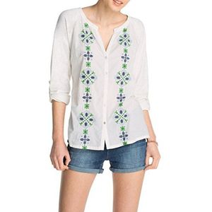 ESPRIT Damesshirt met lange mouwen, gebloemd, wit (Off White 103), L