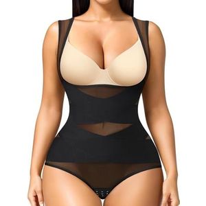 Irisnaya Body Shaper voor Vrouwen Buikcontrole Shapewear Bodysuit Naadloze Faja Colombiaanse Butt Lifter Taille Trainer Girdles, Zwart, L