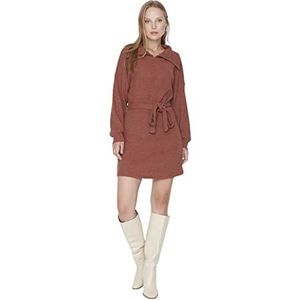 TRENDYOL Dames Woman Design Maxi Smock Crew Neck Woven Dress Jurk, Tegels., L