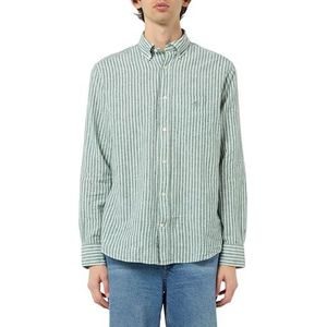 REG COTTON LINEN STRIPE SHIRT, Woody Green, 4XL