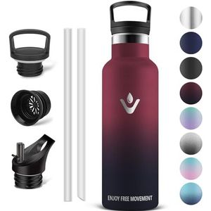 Vikaster Thermosfles, 500 ml thermosfles, BPA-vrije drinkfles, thermosfles met rietje, drinkfles voor school, sport, fiets, camping, fitness, outdoor