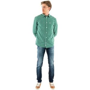 Tommy Hilfiger TJM Reg Poplin geruit overhemd voor heren L/S, Groene Malachiet Check, XS