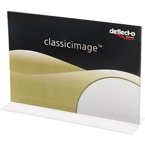 Deflecto tabletop display Classic Image, recht, A6, liggend formaat, 150 x 110 x 46 mm, glashelder, dubbelzijdige presentatie, menukaarthouder, promotiedisplay