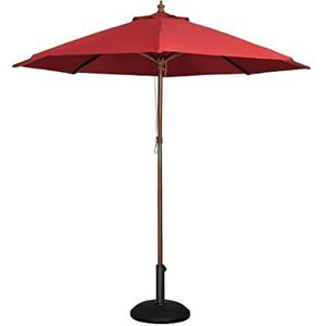 Bolero ronde parasol, diameter 3 meter, rood, hout en polyester, afmeting: 2,52(h) x 3(dia)m, café-bar, bistro, thuis-tuingebruik, buiten dineren, voet apart verkrijgbaar (cd2138), gl305