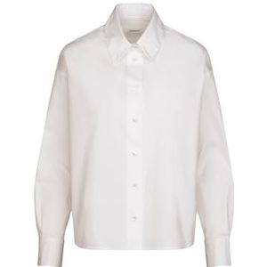 Seidensticker Hemdblouse voor dames, modieuze blouse, oversized fit, hemdblousekraag, lange mouwen, 100% katoen, wit, 54 NL