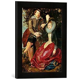 Ingelijste foto van Peter Paul Rubens ""De schilder met zijn vrouw Isabella Brant in de geißbladblad"", kunstdruk in hoogwaardige handgemaakte fotolijst, 30x40 cm, mat zwart
