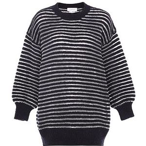 Caneva Dames Slouchy Long Crewneck Stretch Neck Pullover Sweater Zwart Maat M/L, zwart, M