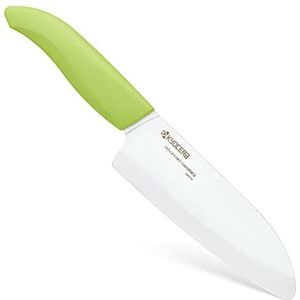 KYOCERA GEN COLOUR Santoku keramisch mes FK-140WH-GR Santoku mes met extreem scherp keramisch mes voor absoluut nauwkeurige sneden. Greepkleur groen. Lemmetlengte: 14 cm