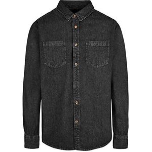 Build Your Brand Heren Denim Shirt hemd, zwart gewassen, XXL, Black Washed., XXL