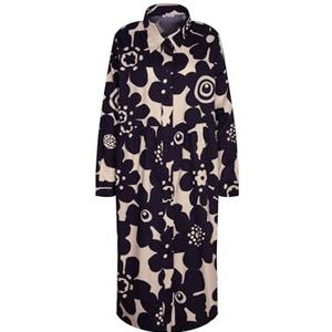 Seidensticker Blousejurk voor dames, normale pasvorm, midi-jurk, hemdblousekraag, lange mouwen, 100% katoen, Donkerblauw, 50