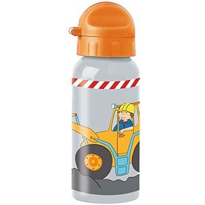 SIGIKID Roestvrijstalen drinkfles, Bodo graafmachine, lekvrij, BPA-vrij, robuust, licht, met draaisluiting demonteerbaar, goed te reinigen, voor kinderen van 3-8 jaar, artikelnr. 25293,