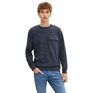 TOM TAILOR Denim Uomini Sweater met patroon 1032780, 30329 - Dark Grey Blue Marble Print, XS