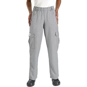 Mercer Culinary M61071HTM Genesis Dames Chef Cargo Pant in Hounds Tooth, Medium, Zwart/Wit