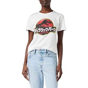 Jurassic Park Japanese Logo Vriendje fit t-shirt, Vrouwen, S-2XL, Weiß, Officiële Koopwaar