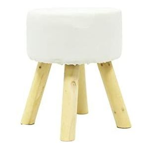 Mimbre Natural Ronde kruk, beige, bank/kruk, pluizig, ideaal als bijzetstoel of als voetensteun (30 × 30 × 40)