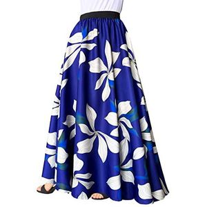 Afibi Maxirok voor dames, chiffon, met grote zoom, strandrok met hoge taille, Royal Blauw, XXL
