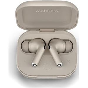 Motorola - Moto Buds Plus - Draadloze Koptelefoon - Beige - Actieve Ruisonderdrukking - 38 uur batterijduur