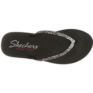 Skechers Meditatie Shine Away teenslippers voor dames, Zwarte Mitobuck Multi Strass, 41 EU