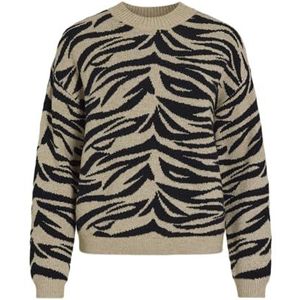 VILA - Trui - Beige - Ronde Hals - Dierenprint