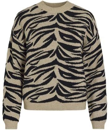 VILA - Trui - Beige - Ronde Hals - Dierenprint