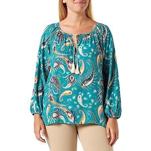 Sidona Dames Blouseshirt 10130401, Turquoise Meerkleurig, XL, turquoise meerkleurig, XL