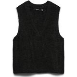 Vero Moda - Rib Sl V-hals Vest - Zwart - Losse Pasvorm
