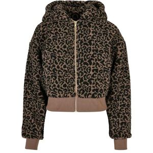 Urban Classics Korte oversized AOP Sherpa jas voor dames, Donkere taupeleo, S