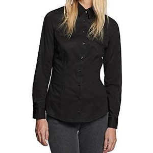 Seidensticker Hemdblouse voor dames, lange mouwen, slim fit, effen stretch hemd, zwart, 34