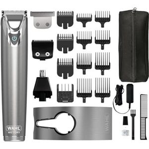 WAHL Washable Stainless Steel Multigroomer, Baard en Stoppelbaard Trimmer voor Mannen, Thuis Haren Knippen, Neus Oor Trimmer, Man Grooming Set, Volledig wasbaar, Snoerloos