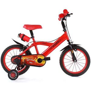 albri 14 inch, fietswagen met zijstabilisatoren, drinkfles en individueel voorschild. Made in Italy voor kinderen, rood