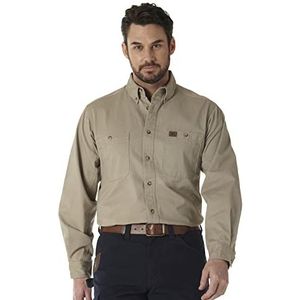 Wrangler Heren Logger Twill werkshirt met lange mouwen, Kaki, M